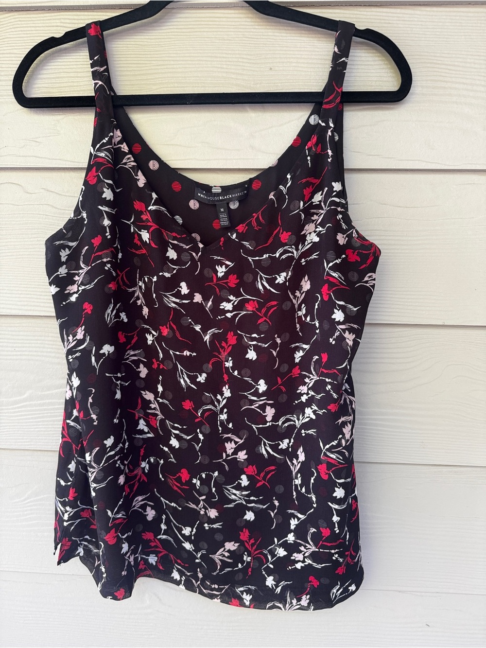 White House Black Market Women’s M Reversible Floral Print Cami Tank Top Black